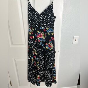 Likely Black Polka Dot Floral Dress